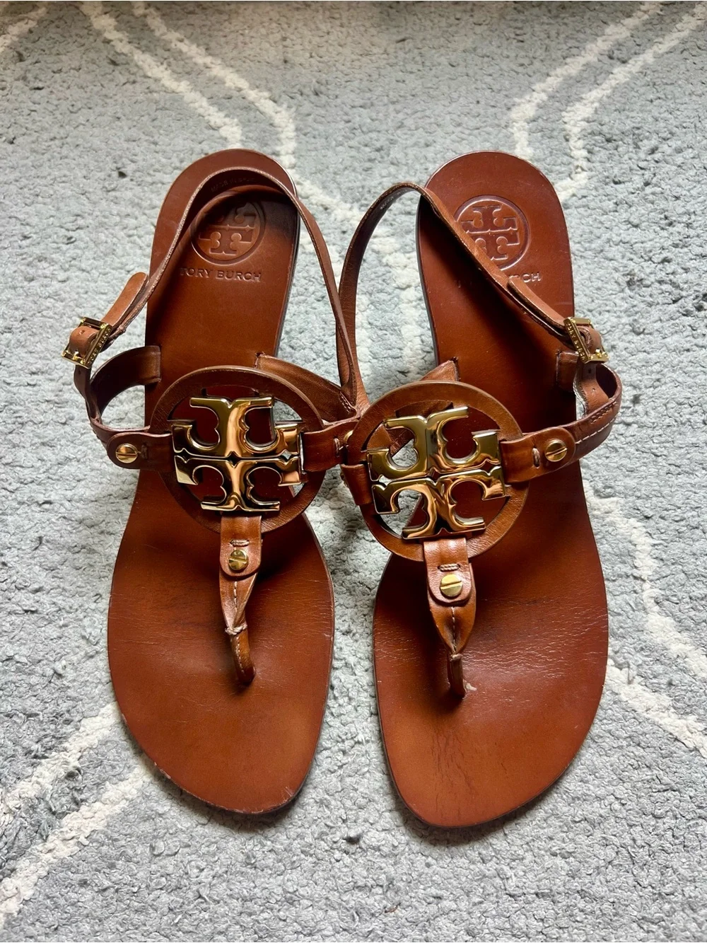 Tory Burch Leather Miller Kitten Heel Sandals, 8.5
